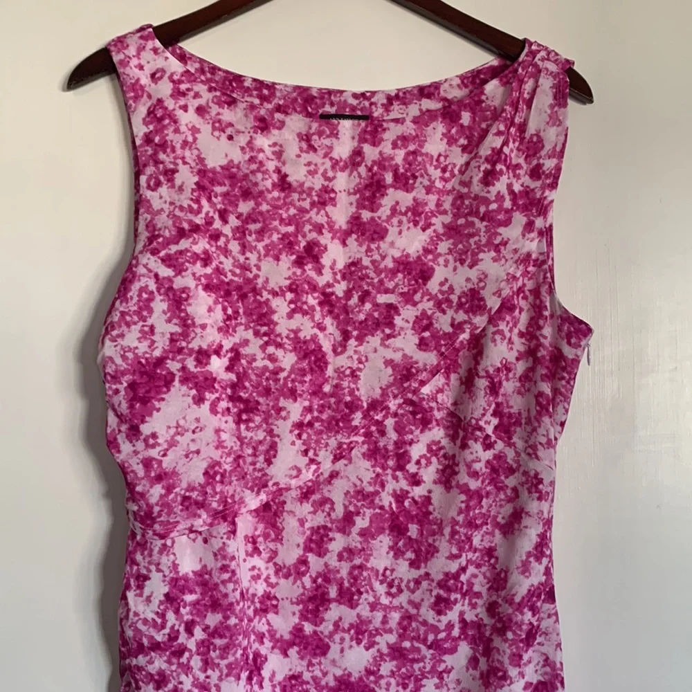 Ann Taylor Fuscia Floral Sleeveless Dress Size 12 - Picture 2 of 11